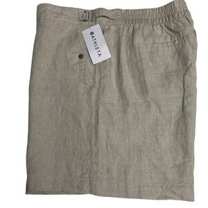 Athleta Womens Voyager Linen‎ Shorts Beige Pockets Size 22 NWT